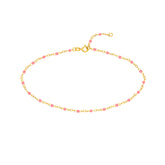 Baby Pink Enamel Bead Piatto Anklet